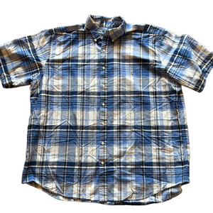 Polo Ralph Lauren Shirt Men 2XLT Blue Plaid Classic RL Untucked Fit Shirt